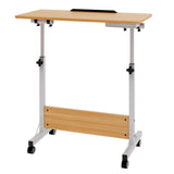 Garvee Höhenverstellbarer Laptoptisch 80 × 40 × 64–89 cm mit neigbarer Tischplatte, 4 Rollen und 30 kg Tragkraft für Homeoffice, Sofa und Bett - Natur