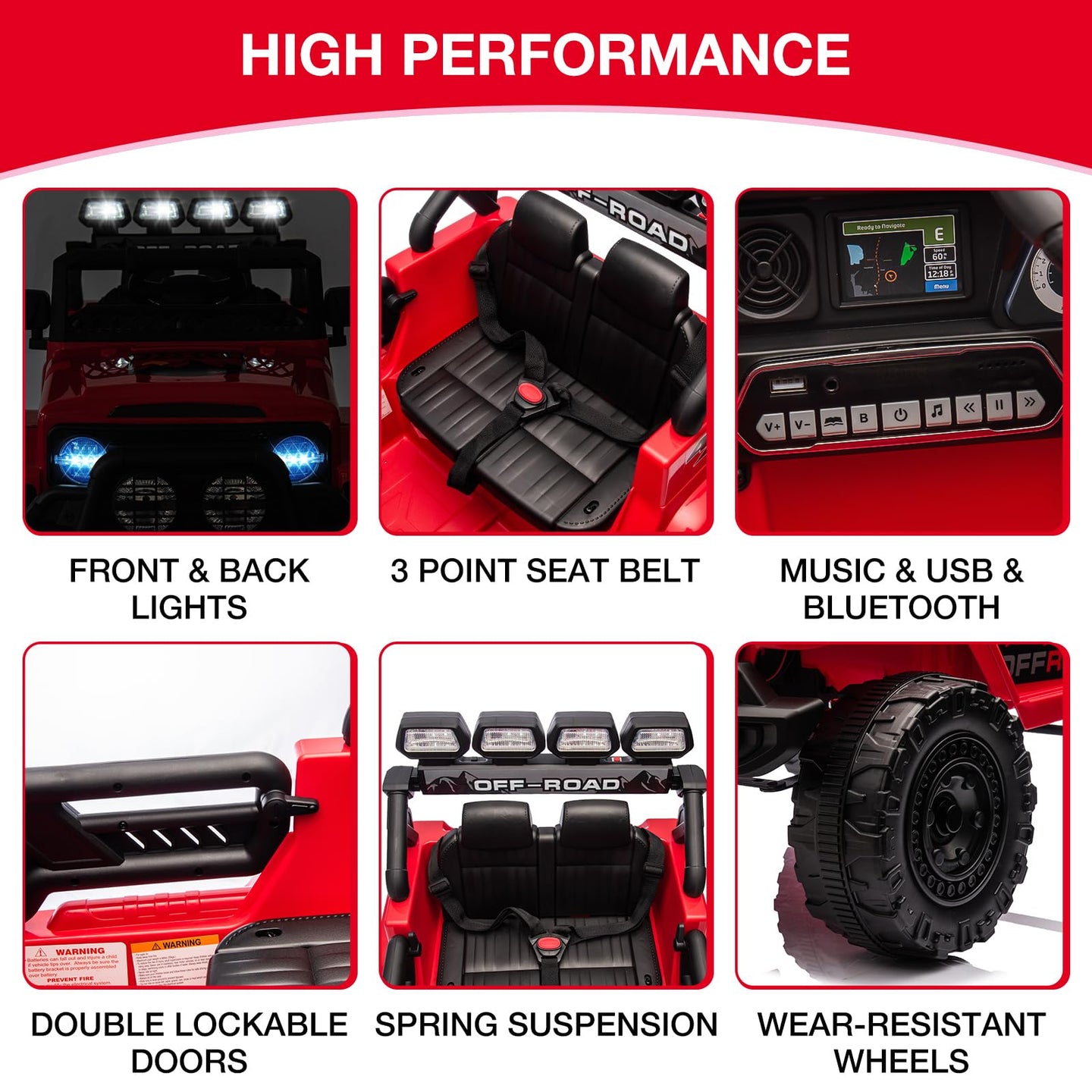 GARVEE Kinder-Elektroauto mit LED Licht Hupe MP3 und AUX