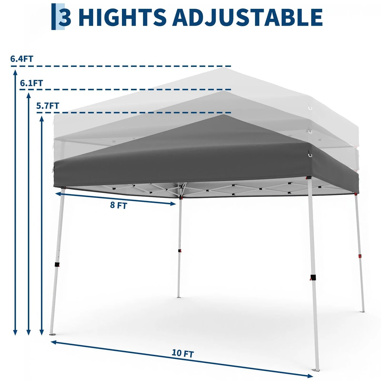 Garvee Pop Up Pavillon 3×3 m, Wasserdicht, UV-Schutz, Höhenverstellbar, Stahlrahmen, Grau