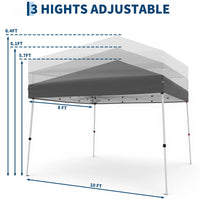 Garvee Pop Up Pavillon 3×3 m, Wasserdicht, UV-Schutz, Höhenverstellbar, Stahlrahmen, Grau