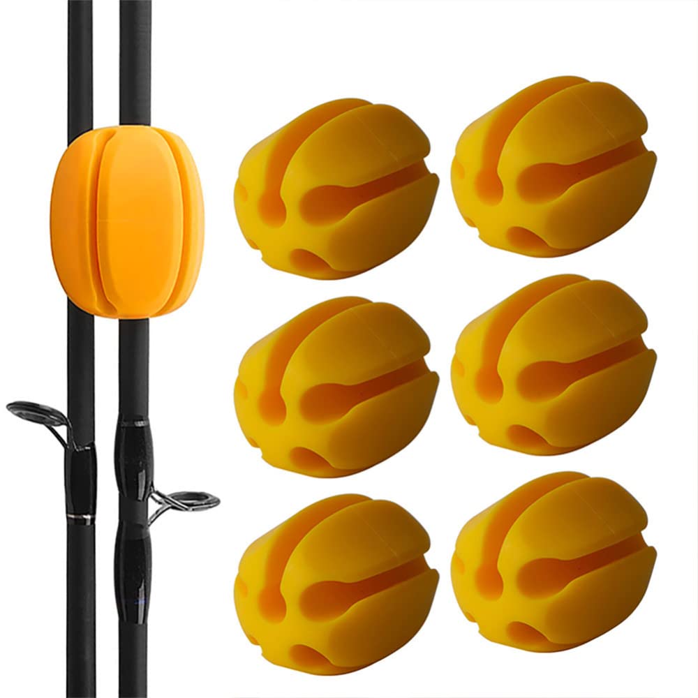 Garvee Angelrutenhalter 6er-Set, Silikon, Flexibel, Mit Gummikugelclip, Für Outdoor Angeln, Gelb