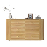 Garvee Mid-Century Kommode mit 6 Schubladen, geriffelte Front, Metallgriffe, Engineered Wood, extra breit, viel Stauraum, ideal für Schlafzimmer