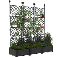 Garvee Hochbeet 3-Teilig Mit Rankgitter, Kunststoff, Windfest, Für Balkon & Garten, 124×160 cm, Schwarz