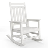 Garvee Adirondack Schaukelstuhl HDPE, Wetterfest, Ergonomisch, Hohe Rückenlehne, Für Garten, Weiß - Weiß