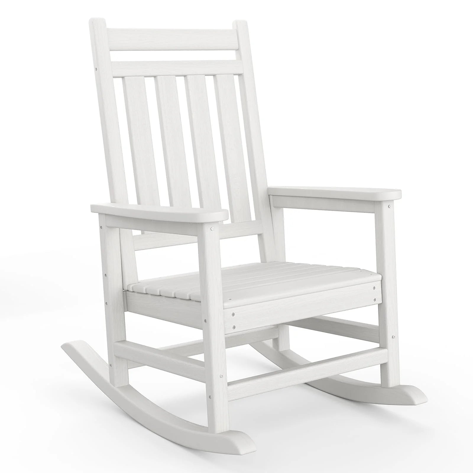 Garvee Adirondack Schaukelstuhl HDPE, Wetterfest, Ergonomisch, Hohe Rückenlehne, Für Garten, Weiß