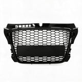 Garvee ABS Waben-Frontgrill für A3 Sportback 2008–2012 Glänzend Schwarz Sportliches Wabendesign + Nebelscheinwerferrahmen Direkter Ersatz Perfekte Passform Für sportliche Fahrzeugfront