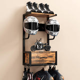 Garvee Wandhalterung für Motorradhelm aus Melaminholz mit Metallrahmen – Platzsparende Aufbewahrung für Helme, Jacken & Zubehör – Melamine board