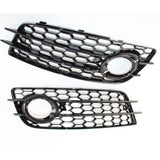 Garvee Sport Waben-Frontgrill Set Audi A4 B8 2008-2012 Hochglanz Schwarz ABS Hexagonales Wabengitter Nebelscheinwerfer-Einfassungen OEM Direktersatz Perfekt für sportliche Fahrzeugfront