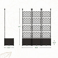 Garvee Hochbeet 3-Teilig Mit Rankgitter, Kunststoff, Windfest, Für Balkon & Garten, 124×160 cm, Schwarz