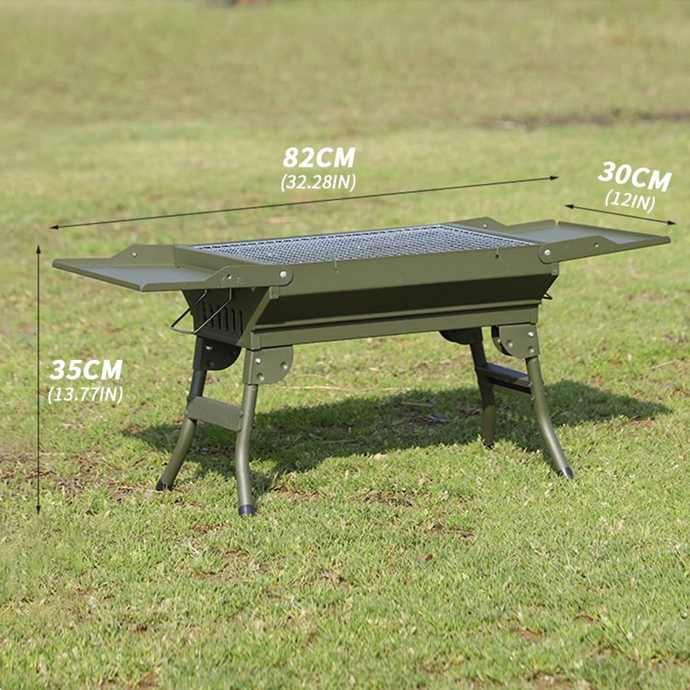 Garvee BBQ Grill Tragbarer Faltgrill Outdoor Holzkohlegrill Campinggrill Große Grillfläche für 3-6 Personen Picknick Garten