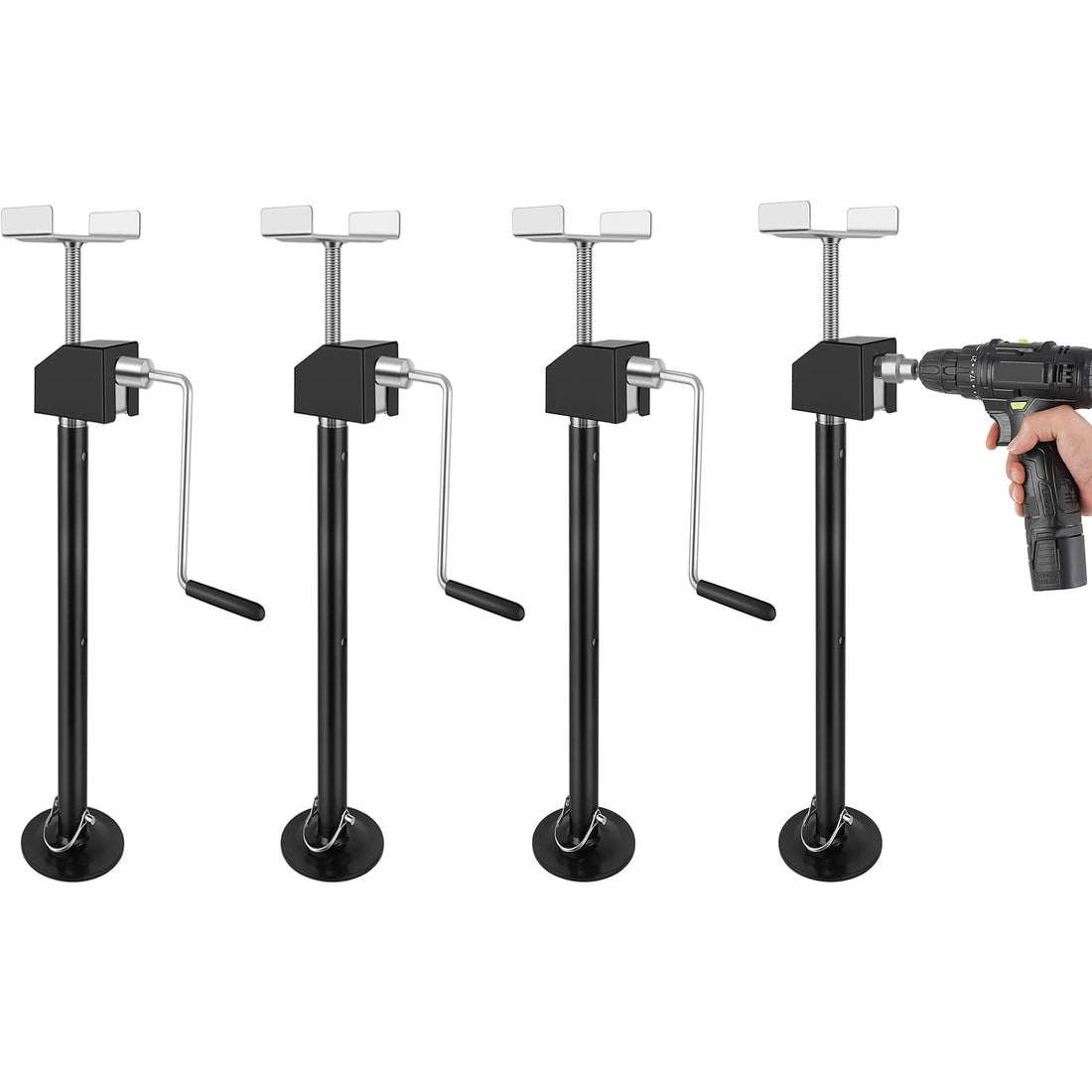 GARVEE RV Stützfüße 4er-Set, Höhenverstellbare Wohnmobil- & Wohnwagenstützen 54–87 cm, Bis 2.268 kg Tragkraft pro Stütze, Mit Bohrmaschinenadapter zur Stabilisierung beim Camping