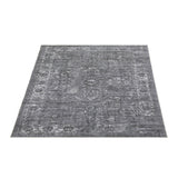 Garvee Vintage Teppich Grau Schwarz – Maschinenwaschbar, Rutschfest – Polyester, Pflegeleicht, Niedriger Flor – Wohnzimmer, Schlafzimmer, Flur, Küche, Büro - Grau