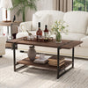 GARVEE Couchtisch Holz Mit Stauraum Und Stahlgestell Für Wohnzimmer Und Büro, 104x55x46 cm, Retro-Industriestil