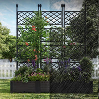 Garvee Hochbeet 3-Teilig Mit Rankgitter, Kunststoff, Windfest, Für Balkon & Garten, 124×160 cm, Schwarz