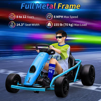 Garvee 24V Gokart – 2×300W Motoren, Elektro-Go-Kart für Kinder 8–12, 110×77×54 cm Blau