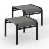 Garvee Textilene Outdoor Fußhocker Klappbar, Robuster Eisenrahmen, Wasserabweisend & UV-beständig, Textilene-Gewebe, Vielseitig als Sitzplatz & Beistelltisch, Grau, Für Terrasse & Balkon
