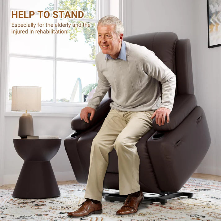 Garvee Power-Lift-Sessel – Elektrisch, Wärme & Massage, Verstellbar, PU-Leder, Seniorenhilfe, 95×95×104 cm