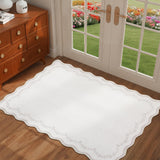 Garvee Wellenrand Teppich Beige 60x100 cm Waschbar Rutschfest Weich Eingangsbereich Wohnzimmer - Beige