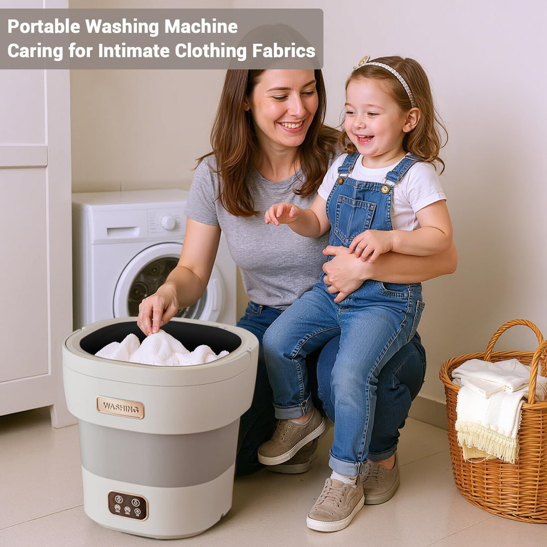 Garvee Mini Waschmaschine 12 L, 2-in-1 Mit Schleuder, Faltbar, Leise, Für Wohnung & Camping, Grau