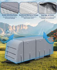 Garvee RV-Abdeckung Für 20-22ft Wohnwagen, Extra Dicke Wasserfeste Rip-Stop-Schicht, Grau, Outdoor-Schutz, Inklusive Reifenabdeckungen & Reparaturflicken