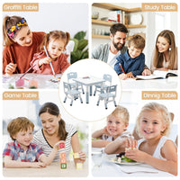 Garvee Kindertisch Und 4 Stühle Set Höhenverstellbar Graffiti Tischplatte Partikelholz Für Zuhause Und Kindergarten 2-10 Jahre