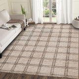 Garvee Geometrischer Linien-Teppich, 100% Polyester, Waschbar & Rutschfest, TPR-Rückseite, 0,4 cm Flach, Beige/Braun/Grün/Schwarz, 6 Größen, Für Wohnzimmer & Flur - Braun