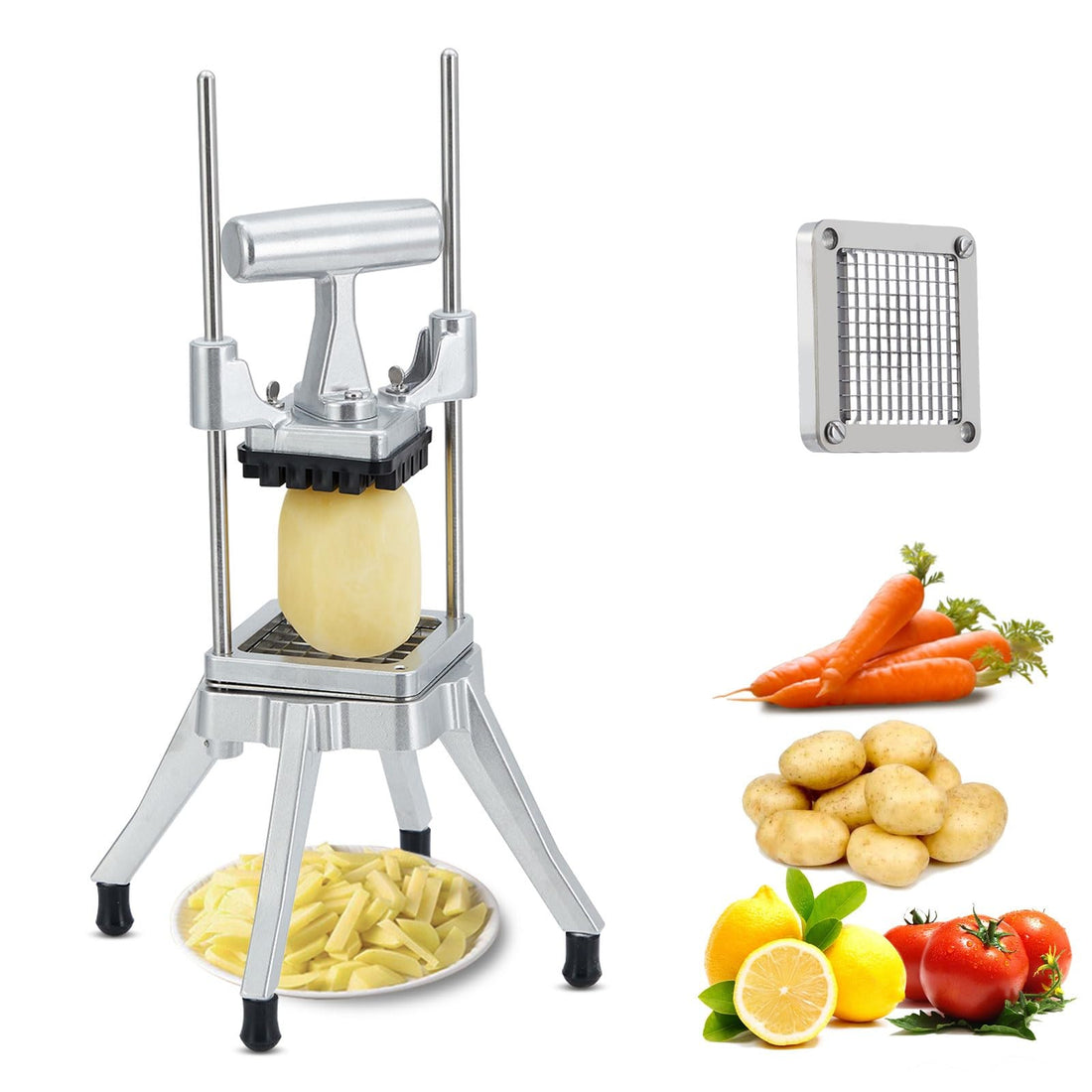 Garvee Profi Pommes Schneider, Gemüseschneider mit 0,6 cm Edelstahlklinge für Küche & Gastronomie