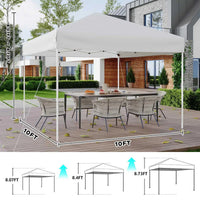 GARVEE Pop-Up Pavillon 3x3 m, Faltpavillon aus 210D Oxford, Robustes Stahlgestell, Wetterfest und Stabil für Camping, Gartenpartys und Outdoor-Events, Weiß