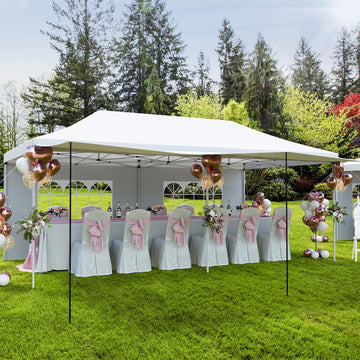 Garvee Pop Up Pavillon 3×6 m, Mit 6 Seitenwänden, Höhenverstellbar, Für Partys & Gewerbe, Weiß