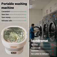 Garvee Mini Waschmaschine 12 L, 2-in-1 Mit Schleuder, Faltbar, Leise, Für Wohnung & Camping, Grau