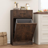 Garvee Badezimmerschrank mit Wäschekorb MDF 2 Fächer Kippschutz stabil 50x35x90cm Bad & Haushalt - 