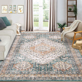 Garvee Waschbarer Teppich 80 x 150 cm Kunstwolle Rutschfest Niedriger Flor Für Schlafzimmer Wohnzimmer Esszimmer - Grünton