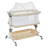 Garvee Baby-Beistellbett 85 × 61 × 87 cm, 6-fach höhenverstellbar, 1–7° neigbar, mit Moskitonetz, Ablagekorb und feststellbaren 360°-Rollen - Beige