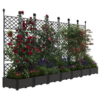 Garvee Hochbeet 7-Teilig Mit Rankgitter, Kunststoff, Windfest, Für Balkon & Garten, 290×160 cm, Schwarz