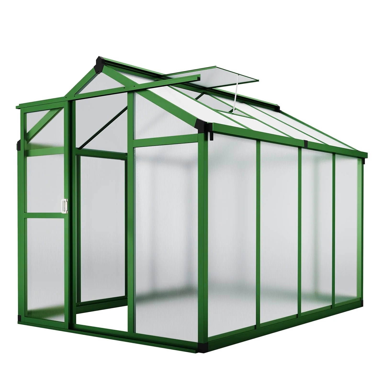 Garvee Gewächshaus 2.4 x 1.8 x 1.9 m, Aluminium, Polycarbonat, Dachbelüftung, UV-Schutz, Einfache Montage
