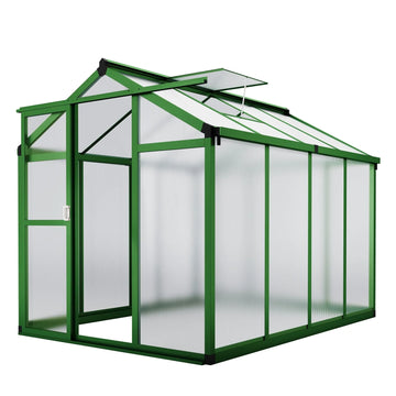 Garvee Gewächshaus 2.4 x 1.8 x 1.9 m, Aluminium, Polycarbonat, Dachbelüftung, UV-Schutz, Einfache Montage