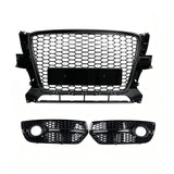 Garvee Sport Waben-Zentralgrill Audi Q5 2009–2012 Hochglanz Schwarz ABS Frontschutz Nebelscheinwerfer-Blenden Direktaustausch Ohne Modifikationen Für sportliche Optik