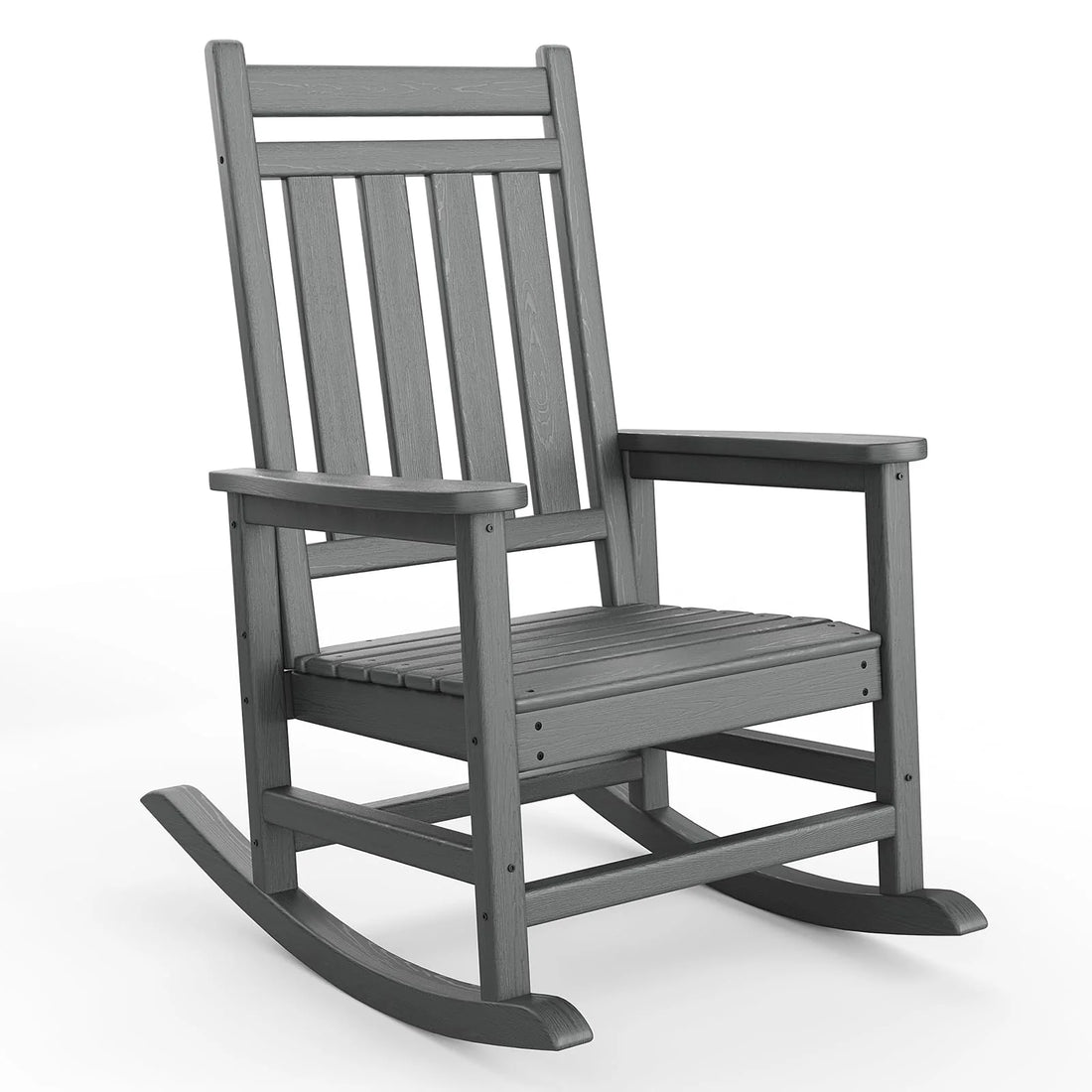 Garvee Adirondack Schaukelstuhl HDPE, Wetterfest, Ergonomisch, Hohe Rückenlehne, Für Garten, Grau