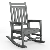 Garvee Adirondack Schaukelstuhl HDPE, Wetterfest, Ergonomisch, Hohe Rückenlehne, Für Garten, Grau