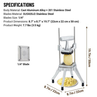 Garvee Profi Pommes Schneider, Gemüseschneider mit 0,6 cm Edelstahlklinge für Küche & Gastronomie
