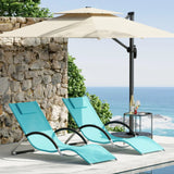 Garvee Sonnenliegen Set 2 Teilig, Textilene, Metallrahmen, 160×62×65 cm, Für Pool & Terrasse, Blau - Blau