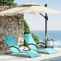 Garvee Sonnenliegen Set 2 Teilig, Textilene, Metallrahmen, 160×62×65 cm, Für Pool & Terrasse, Blau