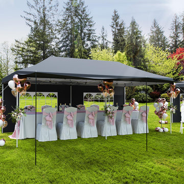Garvee Pop Up Pavillon 3×6 m, Mit 6 Seitenwänden, Höhenverstellbar, Für Partys & Gewerbe, Grau
