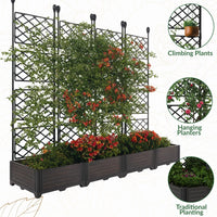 Garvee Hochbeet 4-Teilig Mit Rankgitter, Kunststoff, Windfest, Für Balkon & Garten, 168×160 cm, Schwarz