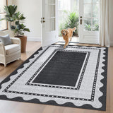 Garvee Waschbarer Kurzflor-Teppich aus Perlfleece – rutschfest, weich & pflegeleicht für Wohnzimmer, Küche & Schlafzimmer – Farbe: Schwarz-Grau, Größe: 120x170 cm
