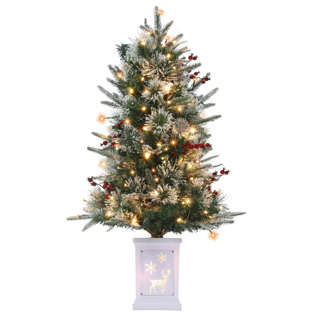 Garvee Weihnachtsbaum künstlich 1 Stück – 3ft, 78 Faseroptik LED, 8 Lichtmodi, Elch-Basis
