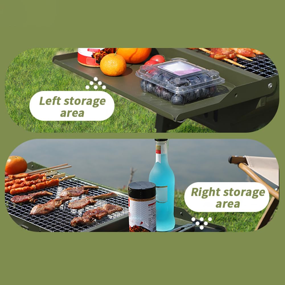 Garvee BBQ Grill Tragbarer Faltgrill Outdoor Holzkohlegrill Campinggrill Große Grillfläche für 3-6 Personen Picknick Garten