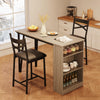 GARVEE 3er Set Klappbare Bartische Mit 2 Barhockern Und 3 Seitregalen, Industriestahl, Grau, Küchen- Und Esszimmermöbel, Platzsparend