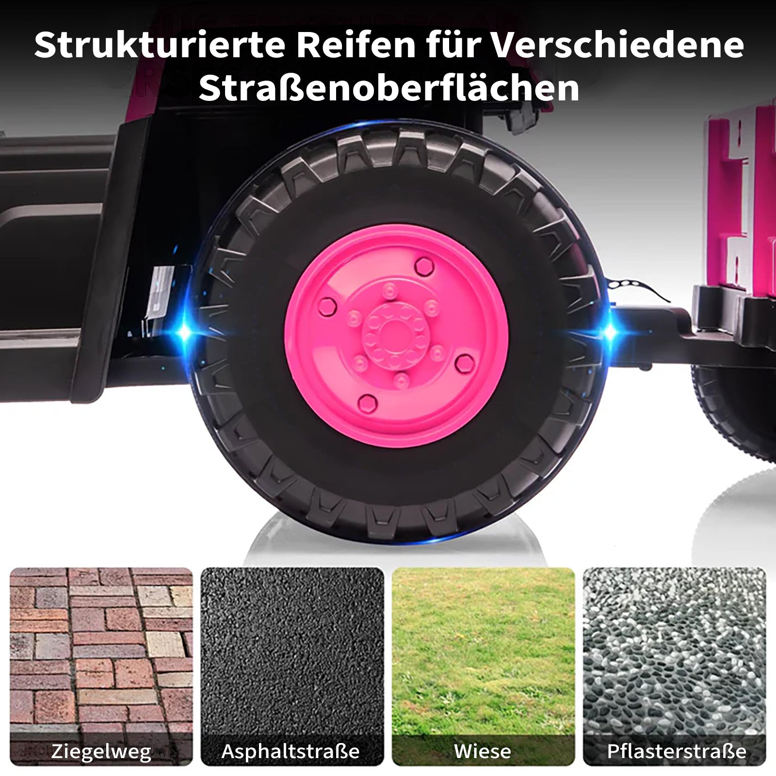 Garvee 12V Kindertraktor mit Doppelmotor in Pink - Kinder Elektroauto für Mädchen ab 3-8 Jahren