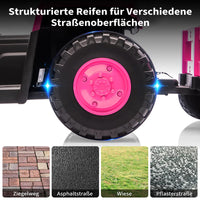 Garvee 12V Kindertraktor mit Doppelmotor in Pink - Kinder Elektroauto für Mädchen ab 3-8 Jahren